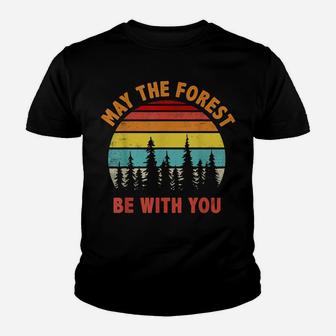 May The Forest Be With You | Vintage Retro Style Pine Tree Youth T-shirt | Crazezy DE