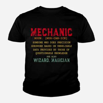 Mechanic Definition Tee Funny Mechanic Noun Meaning Vintage Youth T-shirt | Crazezy
