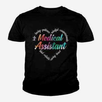 Medical Assistant Heart Word Cloud Watercolor Rainbow Youth T-shirt | Crazezy
