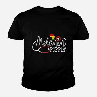 Melanin Poppin Nurse Youth T-shirt | Crazezy