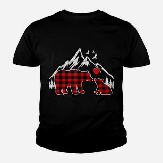 Mema Bear Shirt, Red Buffalo Plaid Grandma Bear Pajama Sweatshirt Youth T-shirt | Crazezy DE