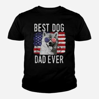 Mens American Flag Best Dog Dad Ever Shiba Inu Usa Youth T-shirt | Crazezy DE