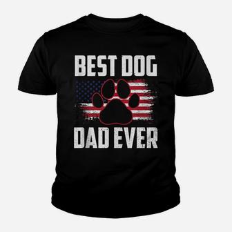 Mens American Flag Dog Dad Owner Best Dog Dad Ever Fathers Day Youth T-shirt | Crazezy CA
