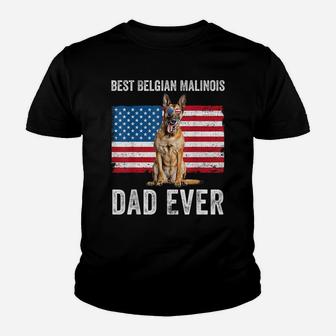 Mens Belgian Malinois Dad American Flag Belgian Shepherd Dog Dad Youth T-shirt | Crazezy