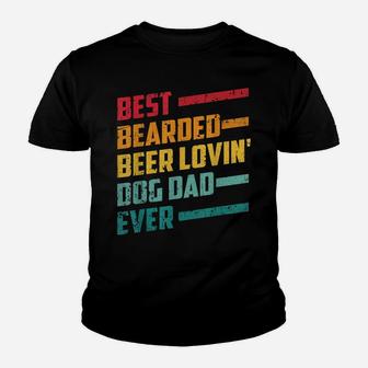 Mens Best Bearded Beer Lovin Dog Dad Shirt Pet Lover Owner Youth T-shirt | Crazezy