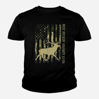 Mens Best Buckin' Grampy Ever Camo American Flag Deer Hunting Youth T-shirt | Crazezy UK