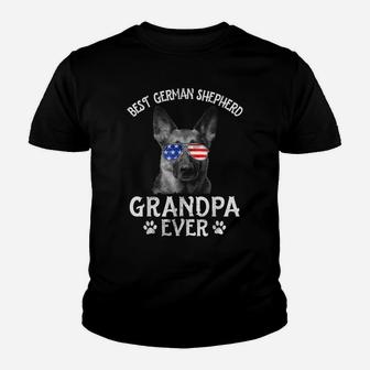 Mens Best German Shepherd Grandpa Ever American Flag 4Th Of July Youth T-shirt | Crazezy DE