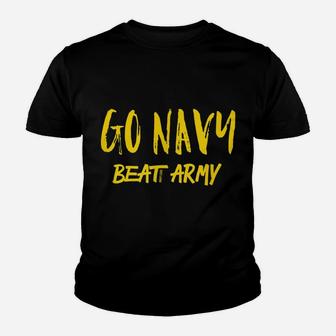 Mens Blue Gold "Go Navy Beat Army" T-Shirt Youth T-shirt | Crazezy