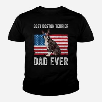 Mens Boston Terrier Dad Usa American Flag Dog Lover Owner Funny Youth T-shirt | Crazezy