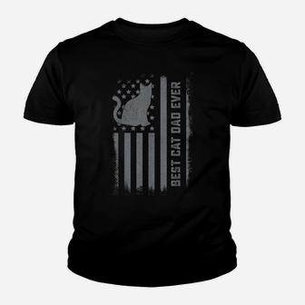 Mens Cat Dad Us Flag Kitty Daddy Papa Christmas Fathers Day Youth T-shirt | Crazezy UK