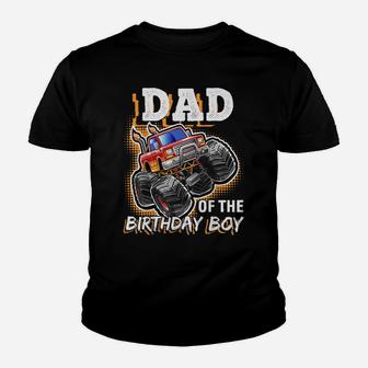 Mens Dad Of The Birthday Boy Monster Truck Birthday Novelty Gift Youth T-shirt | Crazezy