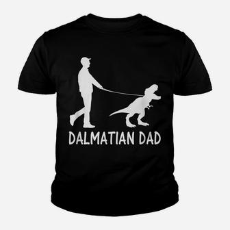 Mens Dalmatian Dad Dinosaur Dog Owners Funny Father's Day Youth T-shirt | Crazezy