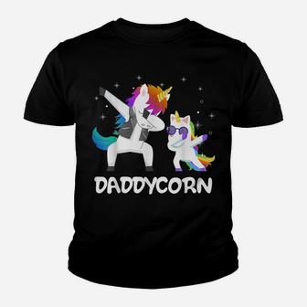 Mens Funny Dabbing Daddycorn Unicorn Dad & Daughter Father's Day Youth T-shirt | Crazezy DE