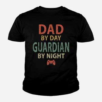 Mens Gamer Dad Shirt Dad By Day Guardian By Night Gaming Youth T-shirt | Crazezy