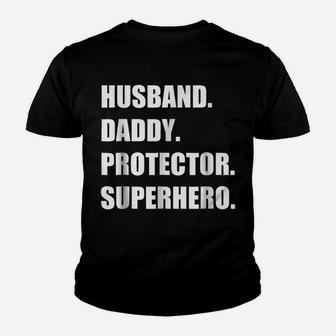 Mens Husband Daddy Protector Superhero - Funny & Cool Father Tee Youth T-shirt | Crazezy