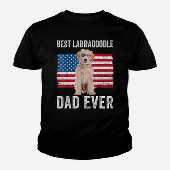 Mens Labradoodle Dad American Flag Labradoodle Dog Lover Owner Youth T-shirt | Crazezy AU