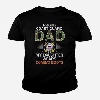 Mens My Daughter Wear Combat Boots-Proud Coast Guard Dad Army Youth T-shirt | Crazezy