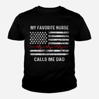 Mens My Favorite Nurse Calls Me Dad - American Flag Nurse Youth T-shirt | Crazezy CA