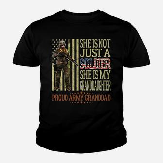 Mens My Granddaughter Is A Soldier Hero Proud Army Granddad Gift Youth T-shirt | Crazezy
