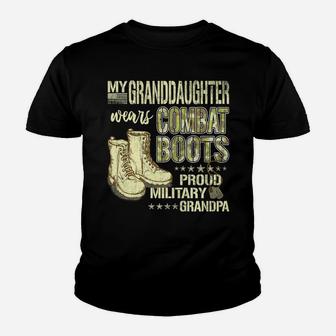 Mens My Granddaughter Wears Combat Boots - Proud Military Grandpa Youth T-shirt | Crazezy