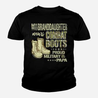 Mens My Granddaughter Wears Combat Boots Proud Military Papa Gift Youth T-shirt | Crazezy