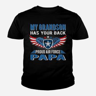 Mens My Grandson Has Your Back Proud Air Force Papa Grandpa Gift Youth T-shirt | Crazezy