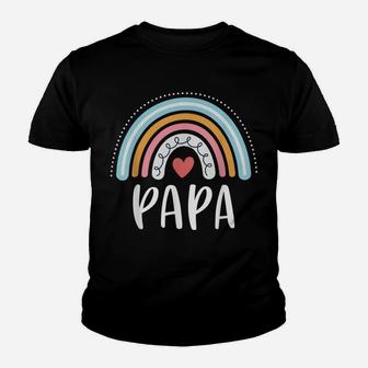 Mens Papa Gifts For Dad Family Rainbow Graphic Youth T-shirt | Crazezy