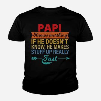 Mens Papi Knows Everything Grandpa Father's Day From Daughter Youth T-shirt | Crazezy DE