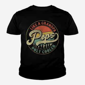 Mens Pops Like A Grandpa Only Cooler Vintage Retro Pops Dad Youth T-shirt | Crazezy CA