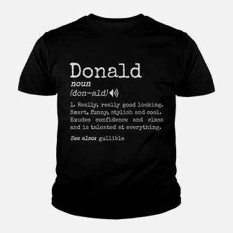 Mens Prank First Name Dictionary Meaning Funny Donald Definition Youth T-shirt | Crazezy