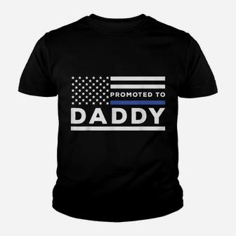 Mens Promoted To Daddy Funny Police Officer Future Father Dad Youth T-shirt | Crazezy