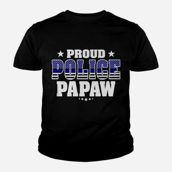 Mens Proud Police Papaw Thin Blue Line Us Flag Cop's Grandpa Youth T-shirt | Crazezy UK