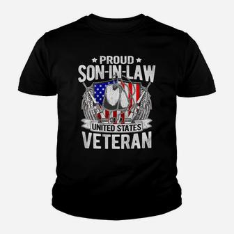 Mens Proud Son-In-Law Of Us Veteran Dog Tag Military Family Gift Youth T-shirt | Crazezy AU