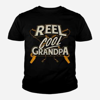 Mens Reel Cool Grandpa Fishing Granddad Father's Day Gift Youth T-shirt | Crazezy