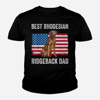 Mens Rhodesian Ridgeback Dad American Flag Dog Lover Owner Funny Youth T-shirt | Crazezy