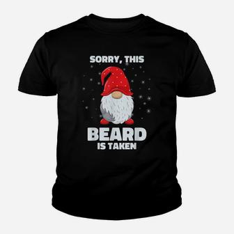 Mens Sorry This Beard Is Taken Shirt Christmas Gnome Beard Youth T-shirt | Crazezy