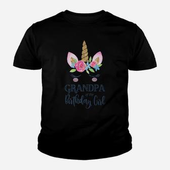 Mens Unicorn Grandpa Of The Birthday Girl Matching Party Group Youth T-shirt | Crazezy UK