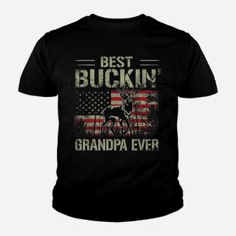 Mens Usa Flag Best Buckin' Grandpa Ever, Deer Hunting Fathers Day Youth T-shirt | Crazezy UK