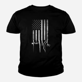 Mens Vintage American Hunting Fishing Usa Flag Youth T-shirt | Crazezy AU