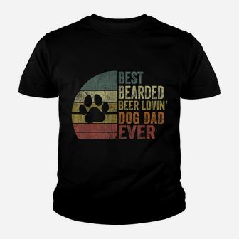Mens Vintage Best Bearded Beer Lovin Dog Dad Dog Lover Owner Youth T-shirt | Crazezy