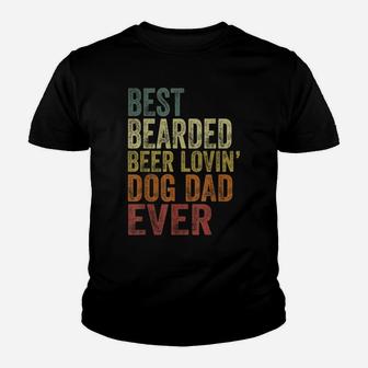 Mens Vintage Best Bearded Beer Lovin Dog Dad Pet Lover Owner Youth T-shirt | Crazezy CA