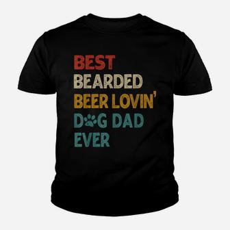 Mens Vintage Best Bearded Beer Lovin Dog Dad Youth T-shirt | Crazezy