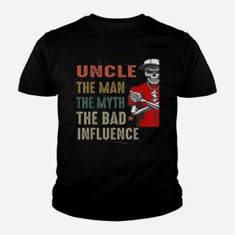 Mens Vintage Fun Uncle Man Myth Bad Influence Funny Youth T-shirt | Crazezy