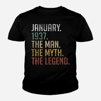 Mens Vintage January 1937 Retro 84 Years Old 84Th Birthday Gift Youth T-shirt | Crazezy CA