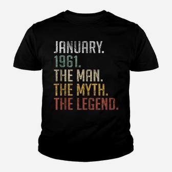 Mens Vintage January 1961 Retro 60 Years Old 60Th Birthday Gift Youth T-shirt | Crazezy DE