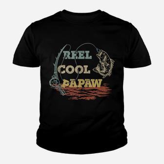 Mens Vintage Reel Cool Papaw Men Funny Fishing Lover Father's Day Youth T-shirt | Crazezy
