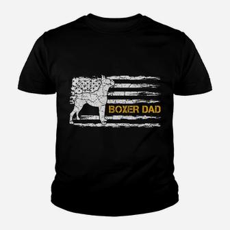 Mens Vintage Usa American Flag Boxer Dog Dad Silhouette Funny Youth T-shirt | Crazezy