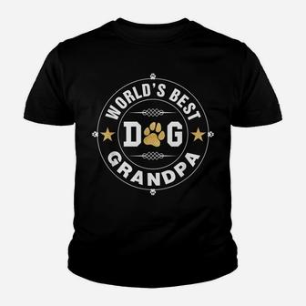 Mens World's Best Dog Grandpa Pet Owner Rescue Grandpaw Father Youth T-shirt | Crazezy AU