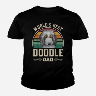 Mens World's Best Doodle Dad Vintage Sheepadoodle Dog Dad Youth T-shirt | Crazezy CA