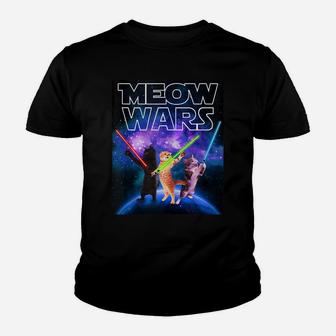 Meow Wars Cat Space Kitty Funny Gifts For Cats Lovers Youth T-shirt | Crazezy